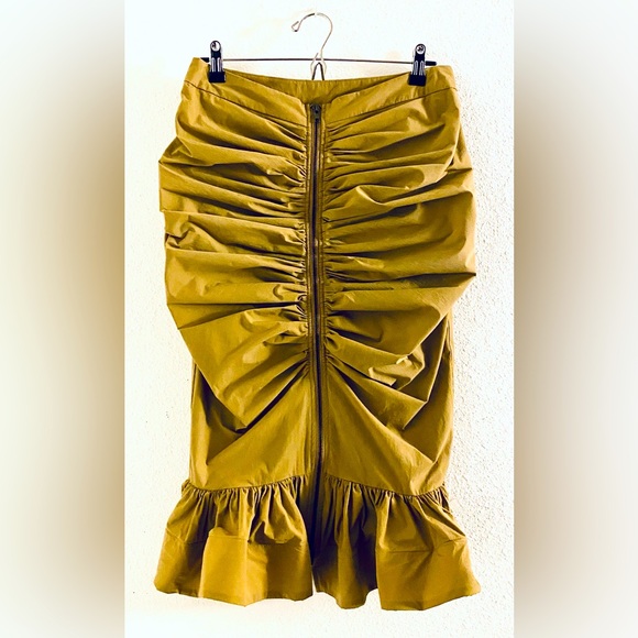 Ruched Frill Hem Booty Enhancing Midi Skirt - Picture 1 of 9